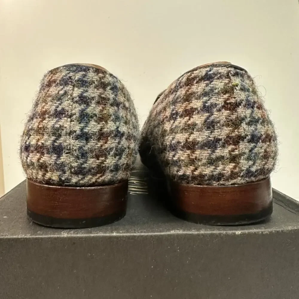 NIB J. Crew Camden Slip-On Loafer Harris Tweed Houndstooth Wool Multicolor 8